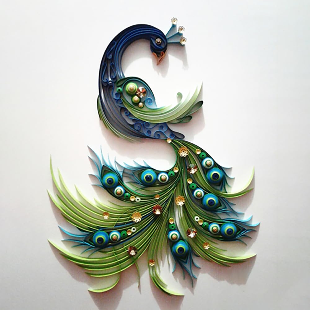 Peacock Paper Quilling Kit Paper Quilling Craft Great for DIY Learning Class, Home Decoration, Birthday Gift,Parent-child interaction.It's Suitable for Children and Craftsmen.Creative Stress Relief.