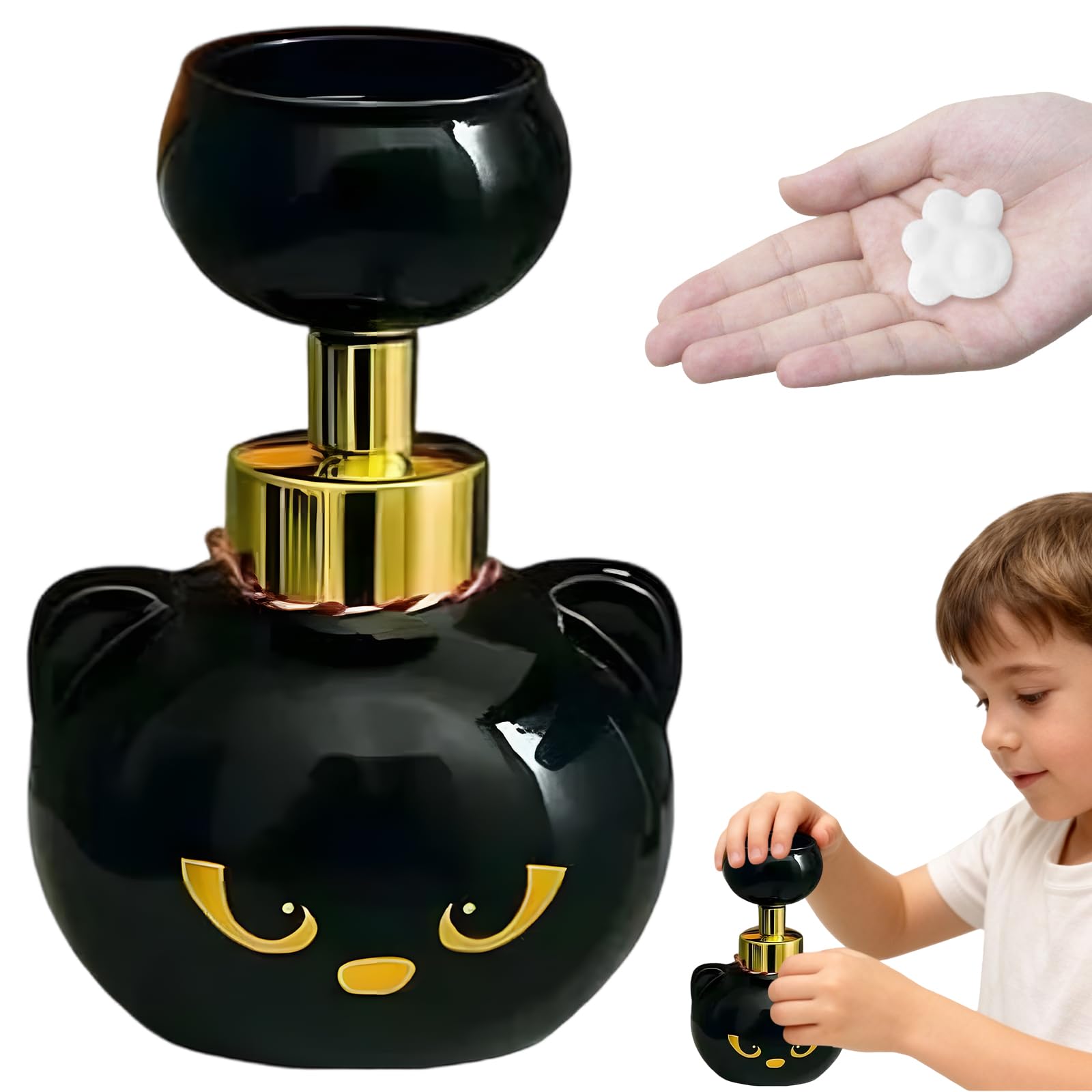 Refillable Empty Niedlicher Katzenpfoten-Schaumseifenspender, Erzeugt Pfoten Form Schaum, Reusable Katzenpfote Seifenspender, Lustiges Geschenk für Kinder und Katzenliebhaber, für Badezimmer