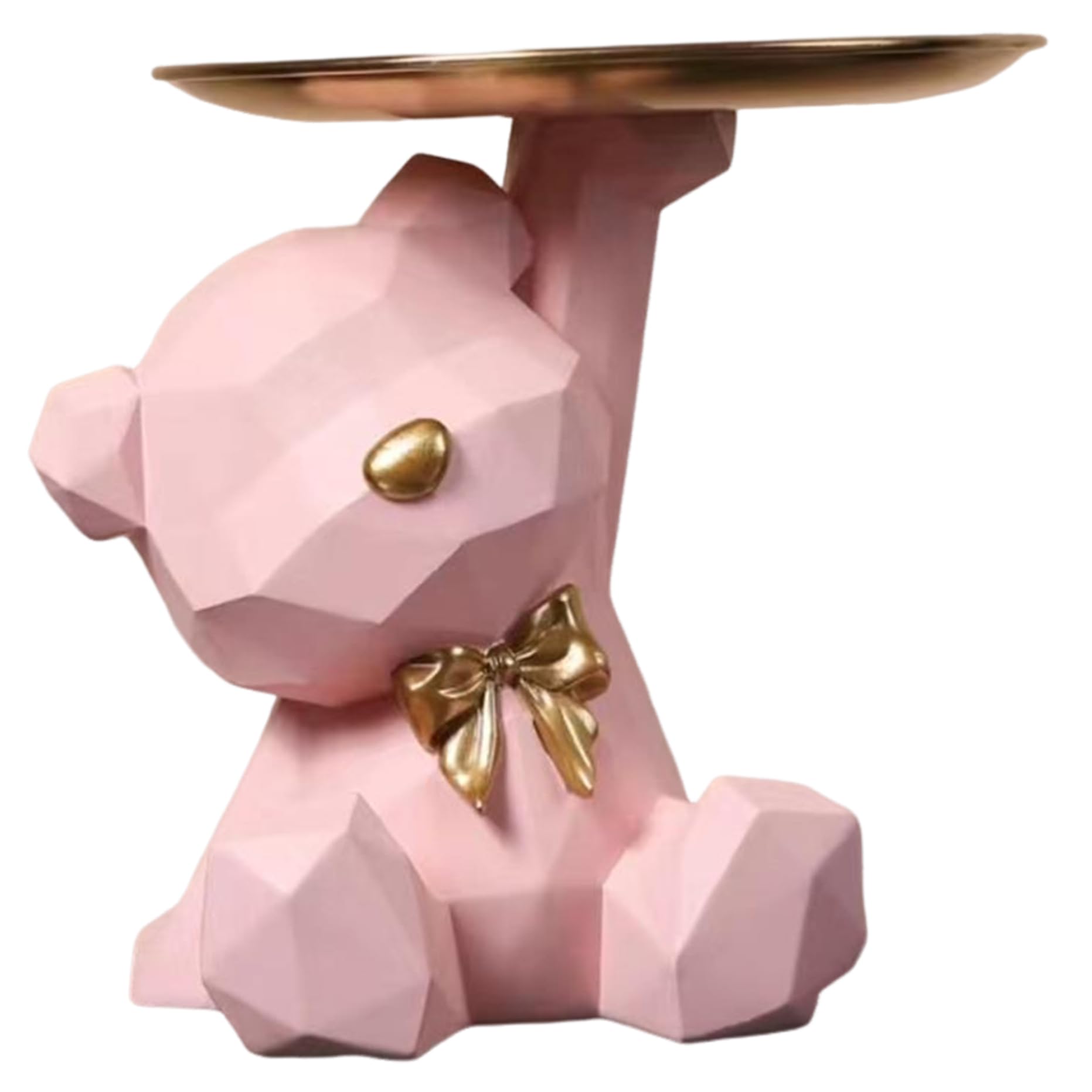 CAKEEYUM Cute Candy Dish, Bear Statue with Key Tray, Resin Key Holder Bowl, Decorative Bowl for Entryway Table, Office Desk, Jewelry Earrings Lipsticks Cute Candy Dish Tray Holde