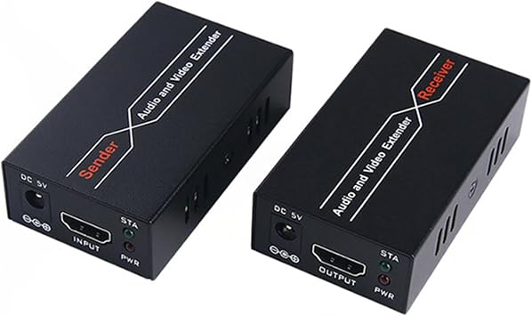 FHD 1080P@60 3D HDMI Extender, 196FT/60M Over Cat6/7, Point to Point Transmission, Support EDID POC, Network Video Extender