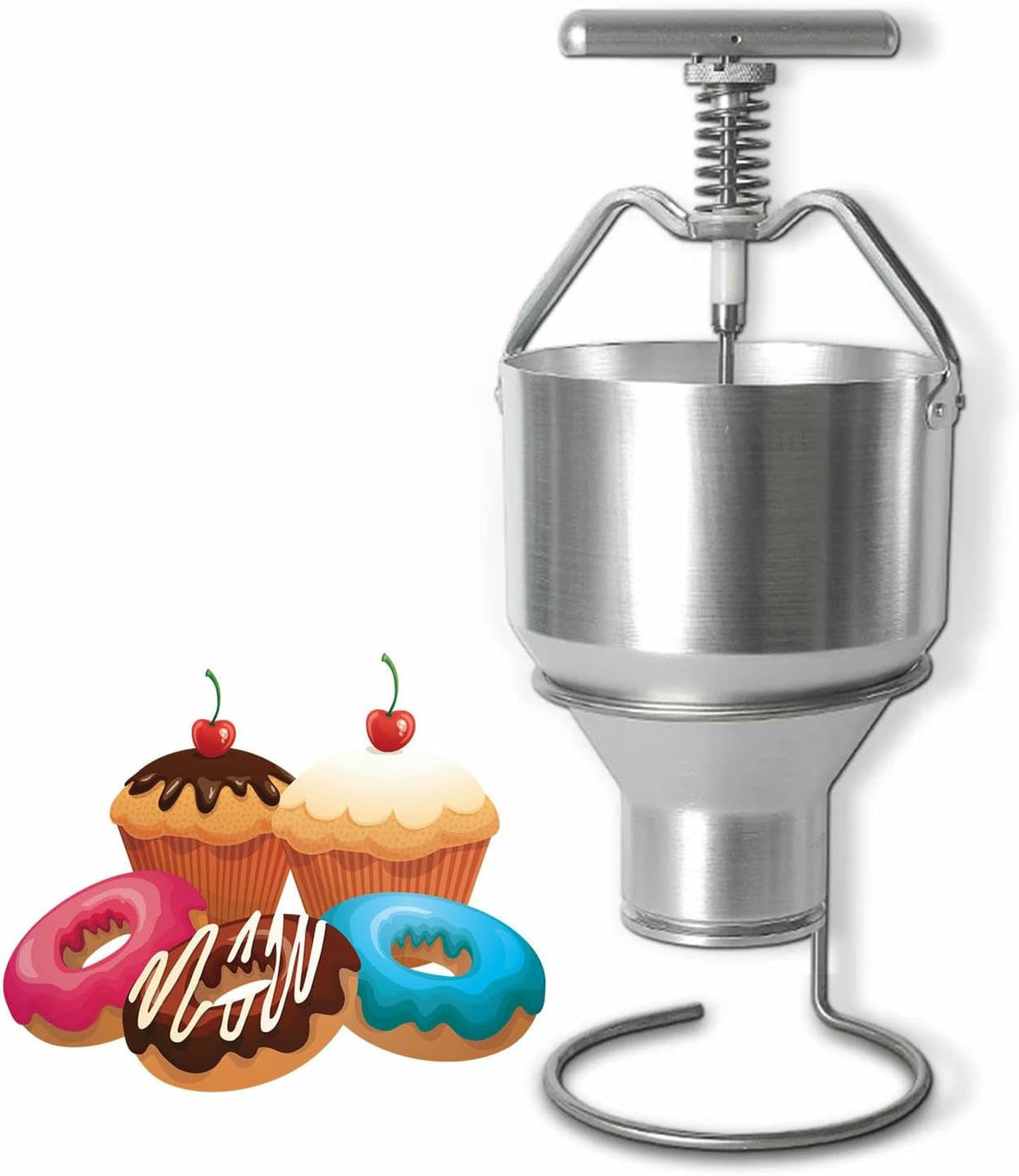Manual Donut Depositor, Batter Hopper Dispenser, 6 Thicknesses Adjustment,for Home &amp; Commercial Use