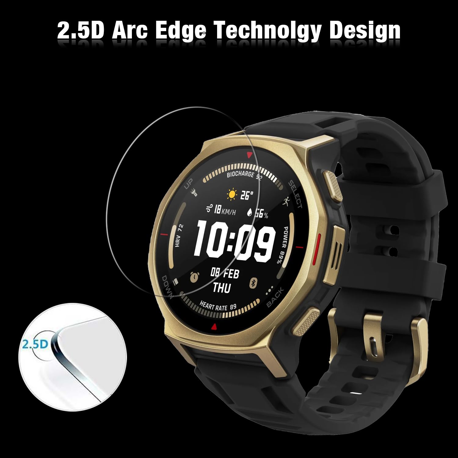 4 Pellicole Vetro Temperato Per Amazfit T-Rex - Protezione