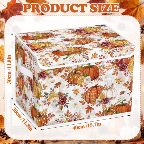 Image of Briwooody Fall Pumpkin Storage Bin with Lid and Carrying Handle Storage Box