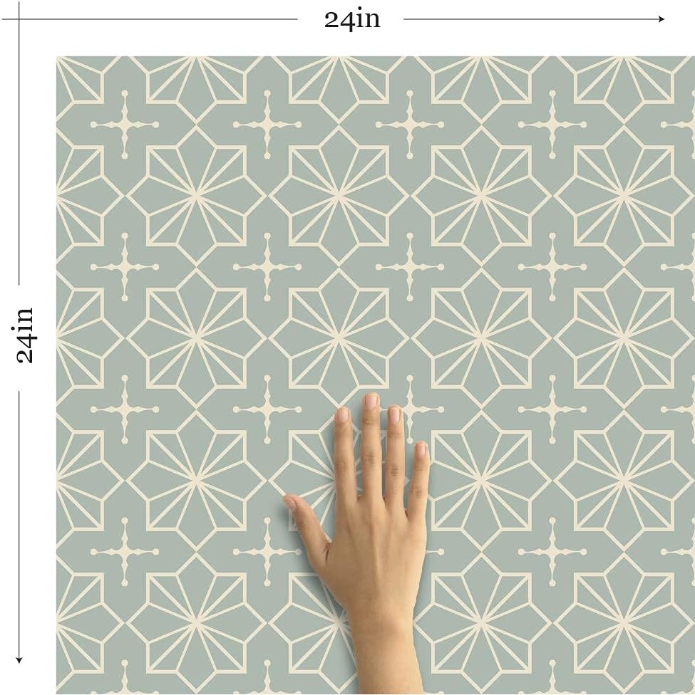 Walls By Me Peel and Stick Blue and Gray Pattern Geometric Removable Wallpaper 0948-2ft x 4ft (61x122cm)