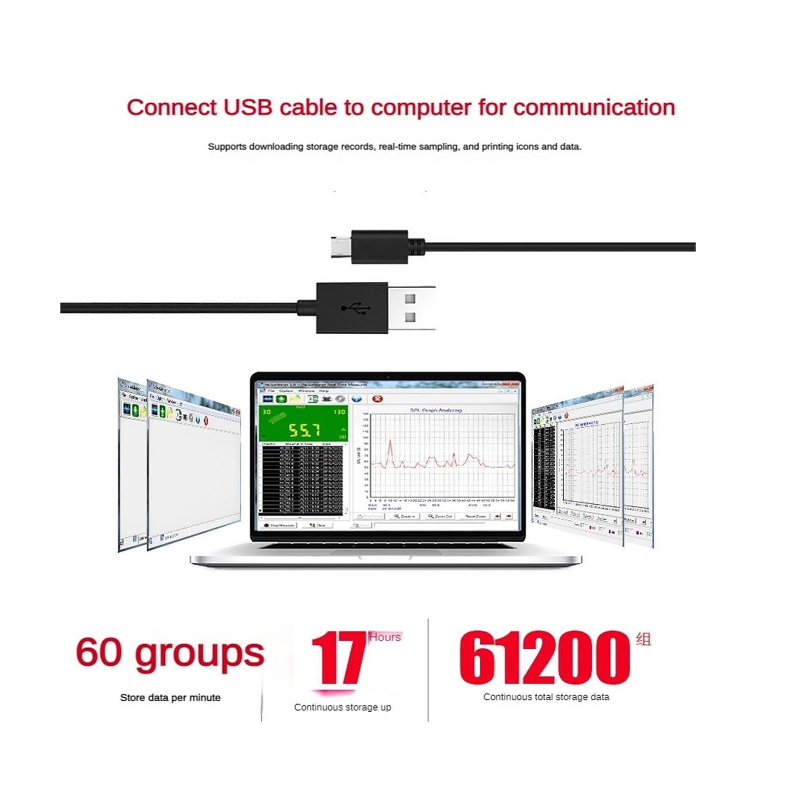 Medidor de nivel sonido digital Probador monitoreo decibelios Instrumento medición cantidad Detector audio ruido óptico PrecisióN Extremadamente Alta(SW-523)