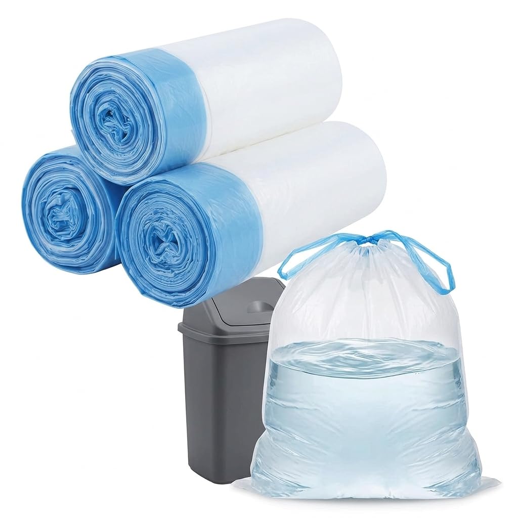Lomuhm Neutral 3 Rolls Bin Bags Bin Liners Drawstring Rubbish Bags, 15L Strong Tall Unscented Ldpe Material 45X50cm With 13Kg Load Capacity For Kitchen Compact Pedal And Hidden Drawer Bins