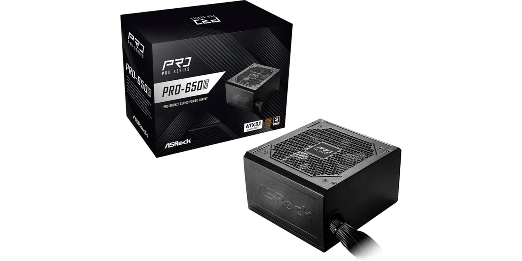 ASRock PRO-650B, 650W, ATX 3.1, 80 Plus Bronze, wentylator 120 mm, 100-240 V, 140 x 150 x 86 mm