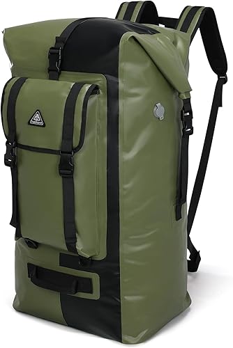 Haimont Mochila seca impermeable IPX7 Roll-top Dry Big Marine Dry Dry Dry Bag para hombres Kayak Rafting, 100L, verde militarnegro