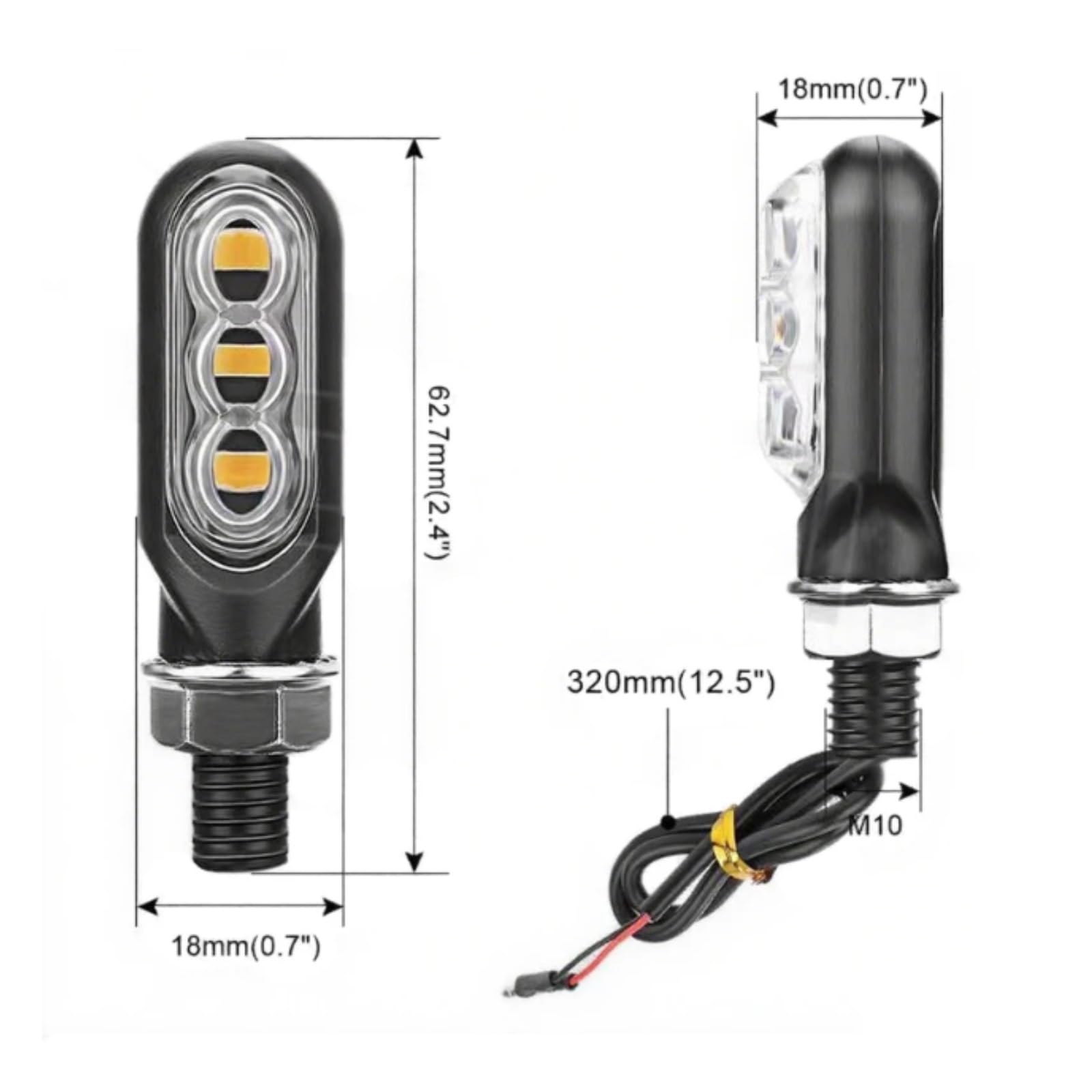 Indicatori Di Direzione Per Moto 12V Lampada Che Scorre Ambra Intermittentes Moto(Gray)