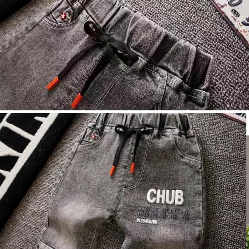 Baby Toddler Elastic Waist Cute Printed Fashion Jeans Little Boys'Stretch Jogger Denim Pants Clothes3