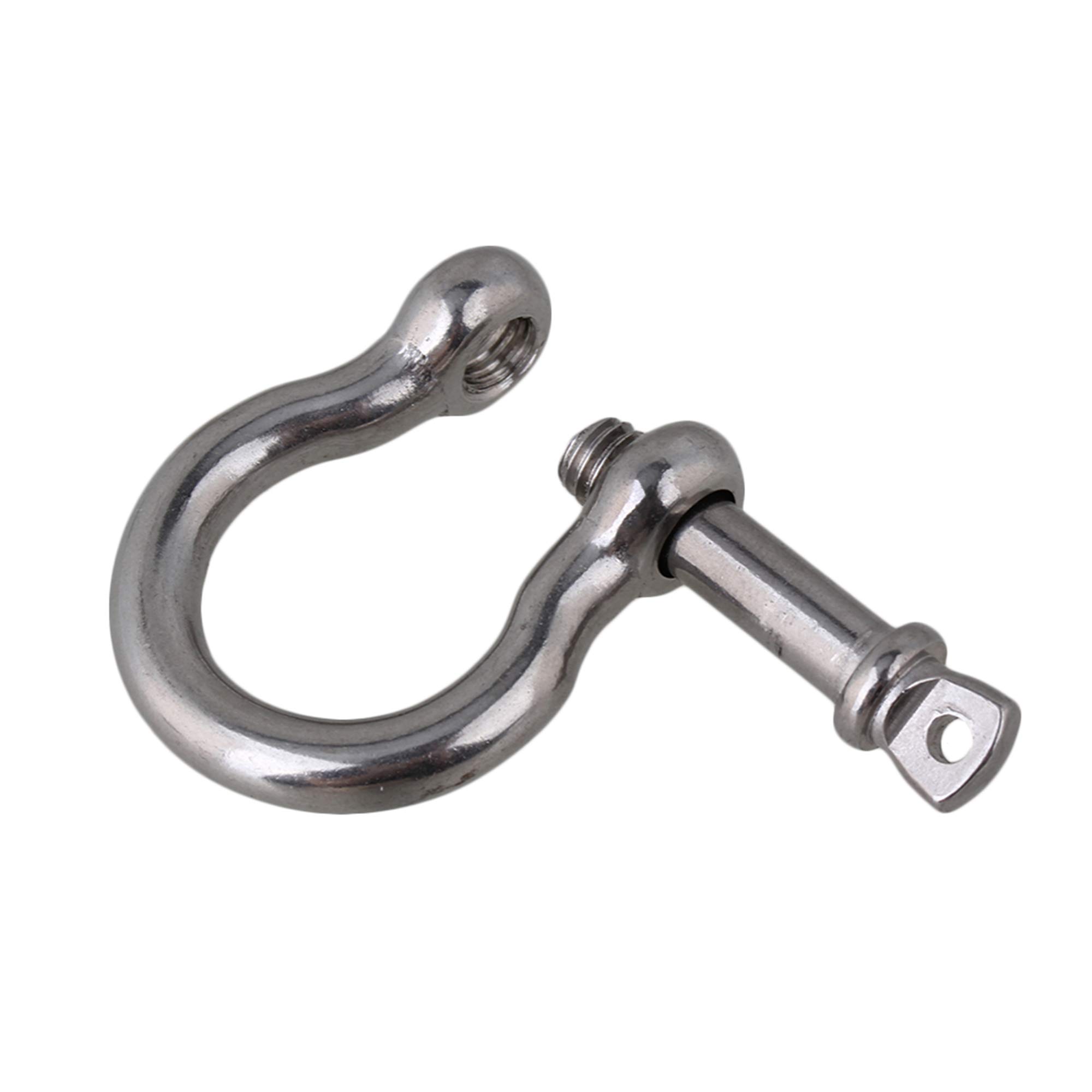 BQLZR M6 Silver 304 Stainless Steel Rustproof Screw Pin Anchor Bow Shackle Clevis European Style Pack of 5 1