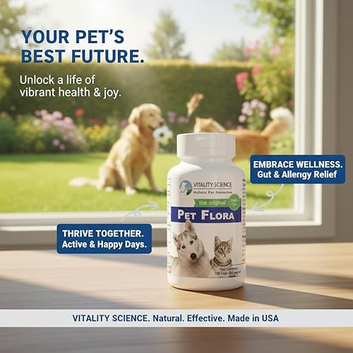 Miniatura 2 de Vitality Science Probiótico para mascotas para gatos y perros Flora de mascotas - Ideal para diarrea, vómitos, gases, condiciones de la piel - Sin