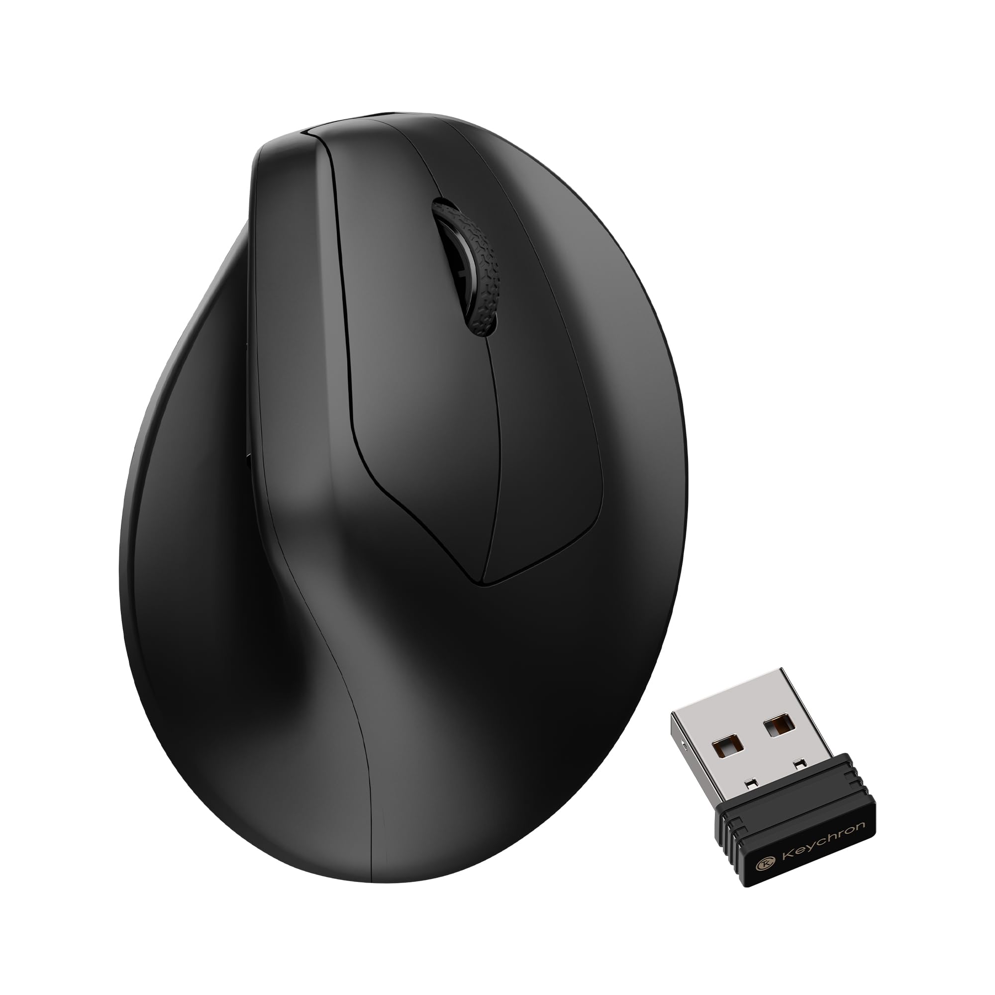 Keychron M5 8K Wireless Ergonomic Mouse, 30K DPI Optical Computer Mice, 2.4 GHz/Bluetooth/Wired with Macro Button 50g Lightweight Ergonomic, Up to 140 Hours Worktime for Laptop macOS/Windows - Black