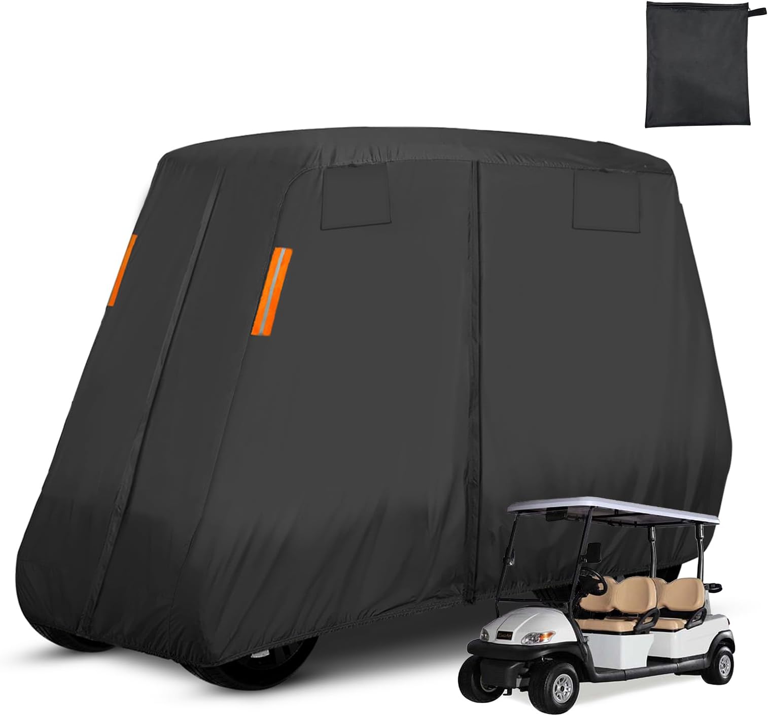 Golf Cart Cover 6 Passenger, Club Car Golf Cart Cover Waterproof Outdoor 600D Oxford Cloth Fits for EZGO, Club Car, Yamaha, Hond a,138Lx48Wx66H Inch(Fits for Most Brand 6 Passenger Golf cart)