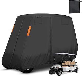 600D Heavy Duty 4+2 Seater Golf Cart Cover 6 Passenger, Golf Cart Cover 4 Passenger Extended Roof, Club Car Cover Lifted Golf Cart Storage Cover for 4 Seaters with 2 Bench Seats 138L 48W 66H Inches