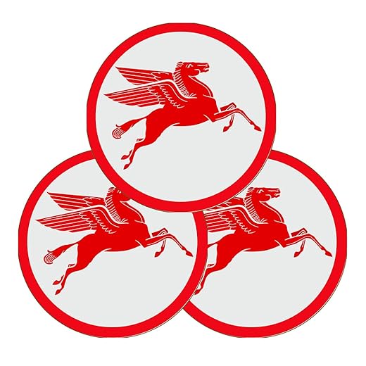 Mobilgas Pegasus Sign Mobiloil Motor Oil Gasoline Petroleum Products Reproduction Car Company Garage Signs Metal Vintage Style Decor Metal Tin Aluminum Round Sign Home Decor