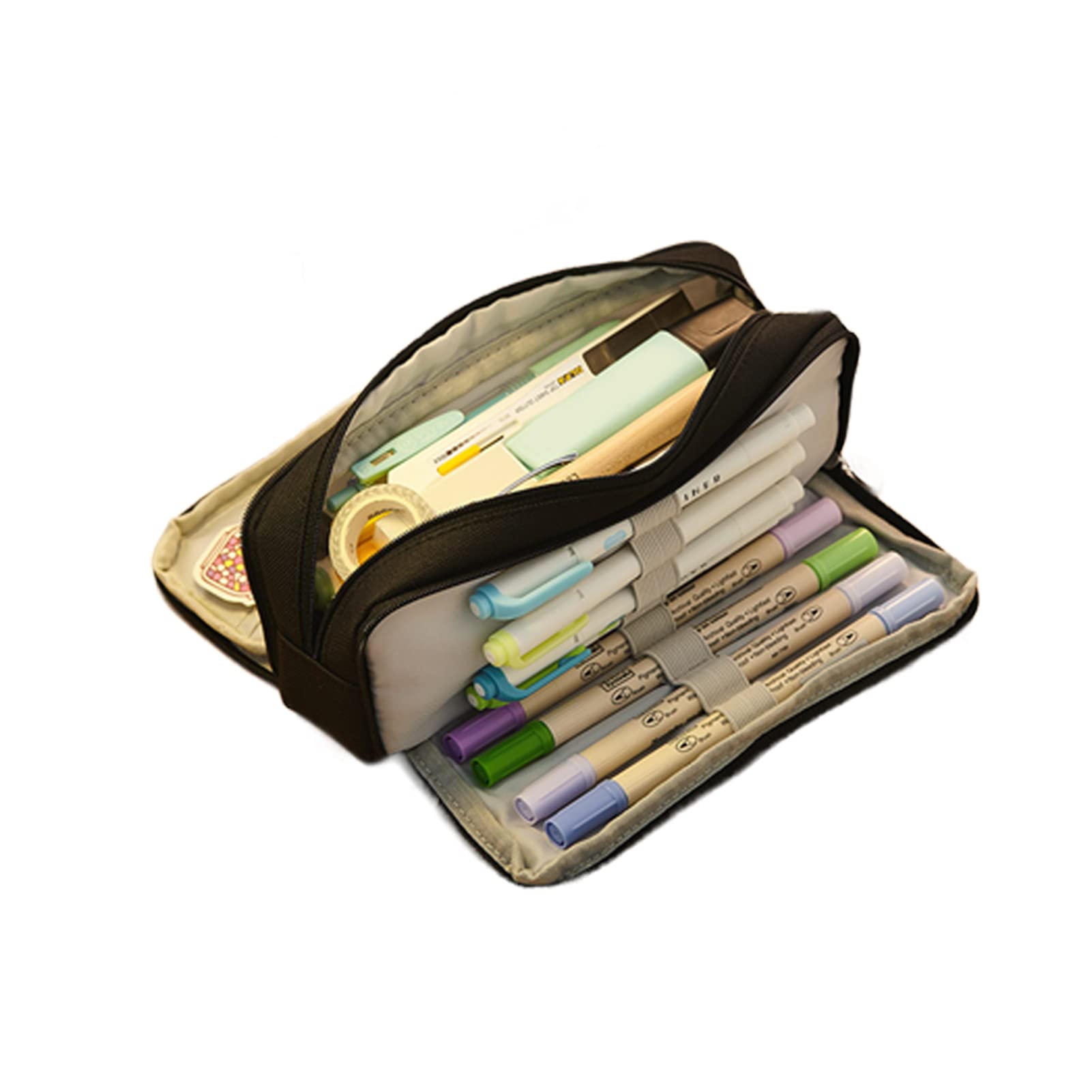 VALINK Large Capacity Pencil Case, Double Window Stationery Pencil Storage Bag, Student Stationery Box,School Office Supplies Bag
