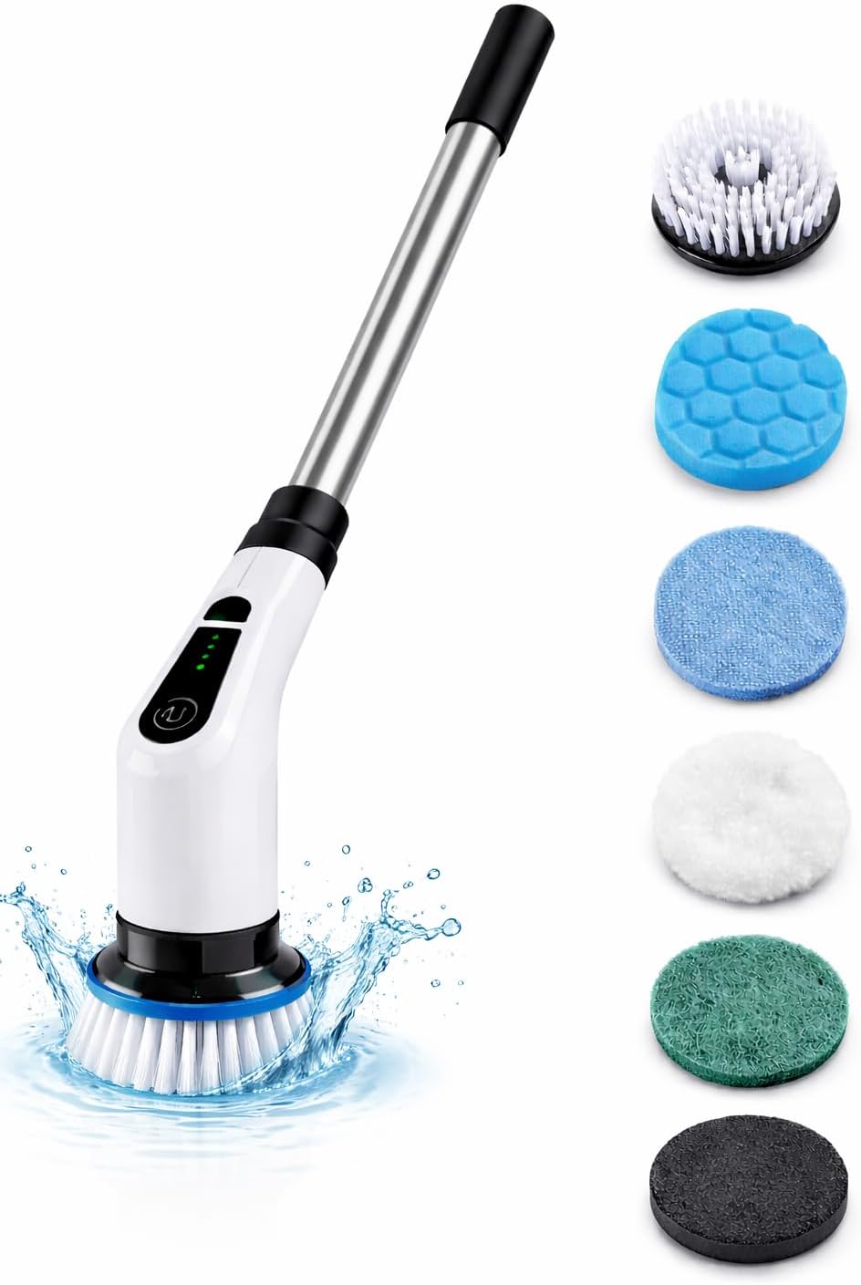 Electric Spin Scrubber, Cordless Cleaning Brush Scrubber for Home, 6 Replaceable Brush Heads-90Mins Work Time, 2 Speeds for Bathroom Shower Bathtub Glass Car