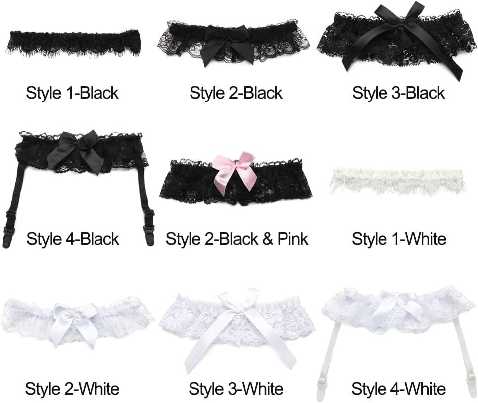 HomeSoGood 5pcs Thigh Ring Party Accessories Bridal Leg Garter Sexy Bowknot Lace Bride Leg Ring(Black)
