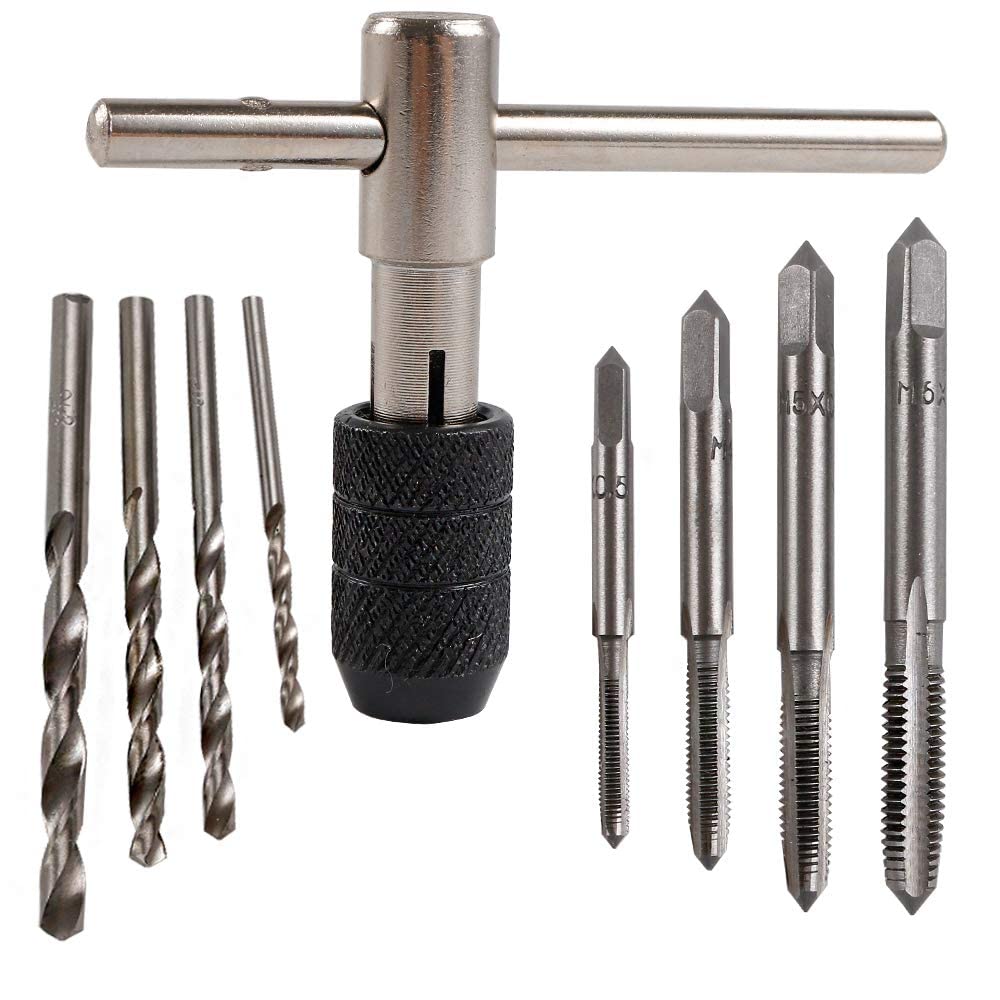 9PCS/Set T-Handle Ratchet Tap Holder Wrench M3 M4 M5 M6 Thread Metric Screw Taps Twist Drill Bits Threading Manual Tapping Accessories (B0C5DG9V1N) Amazon Price History, Amazon Price Tracker