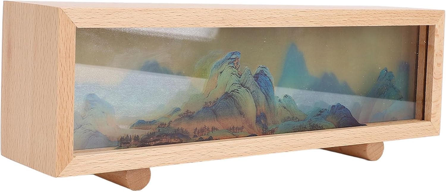 Hilitand Decorative Desktop Lamp Box, Touch Control Stepless Dimming Night Light for Decoration, Acrylic,Solid Wood, White Light, Warm Light, Neutral Light