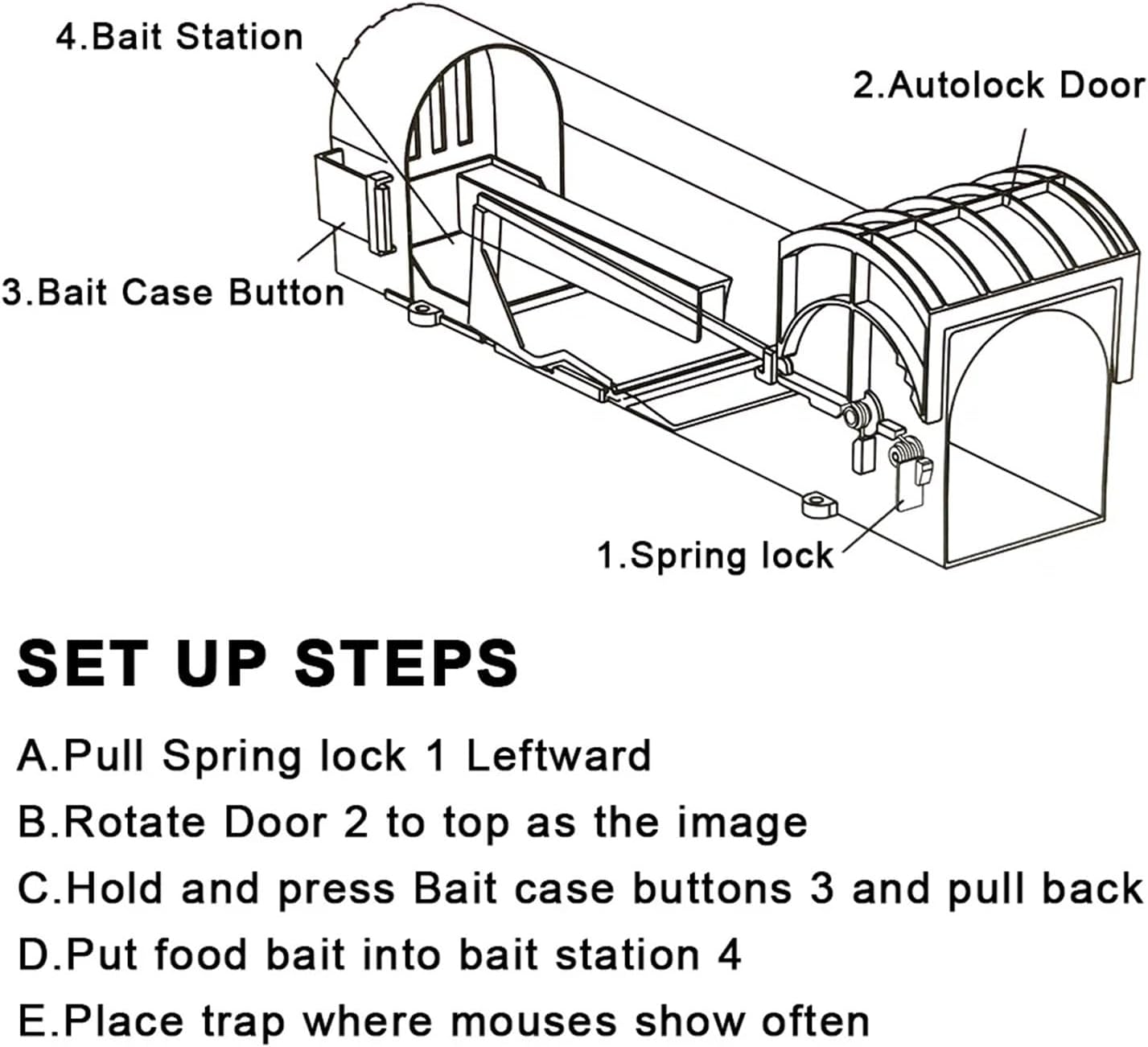Automatic Cycle Self-Locking Reusable Mouse Trap One-Way Door Indoor Outdoor Household