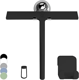 GÜTEWERK Shower Squeegee for Glass Doors, Silicone Window Squeegee, Bathroom and Glass Cleaning - Black - 9 Inch