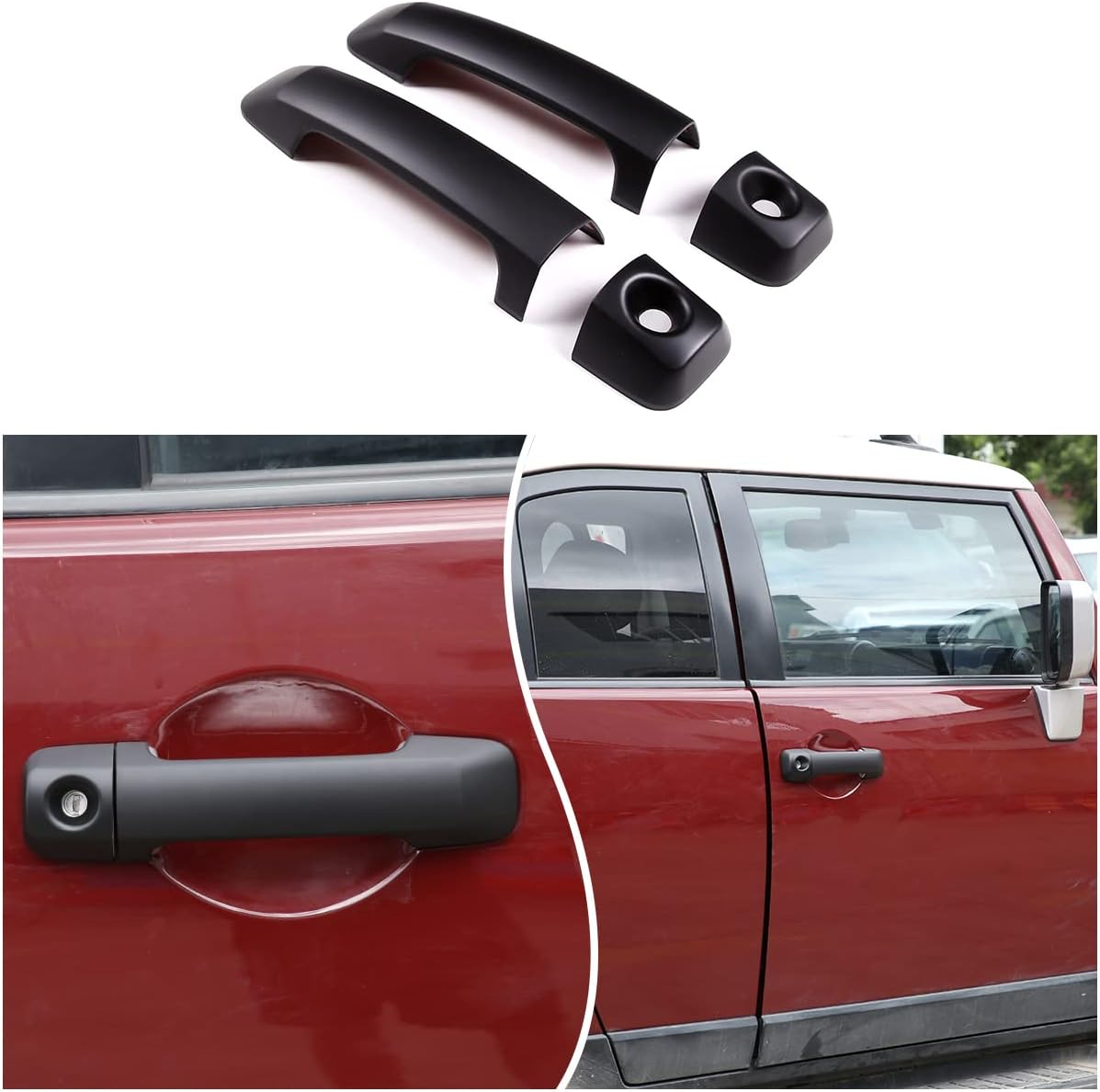 Compatible with Toyota FJ Cruiser 2007-2021 Exterior Door Handle Cover, Exterior Door Handle Protector Trim Frame Cover Accessories (Matte Black)