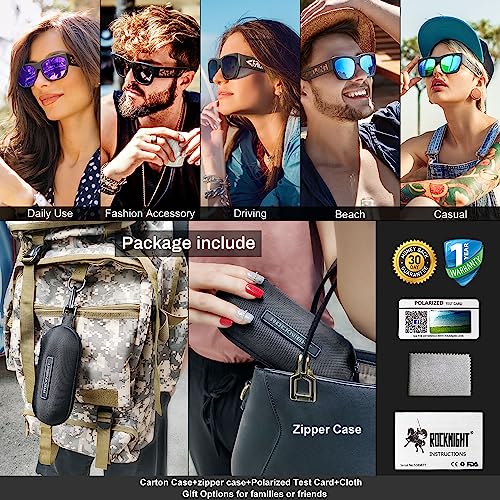 ROCKNIGHT HD Polarized Driving UV400 Protection Sunglasses Anti Glare Lightweight Trendy Temple Flat Lens4