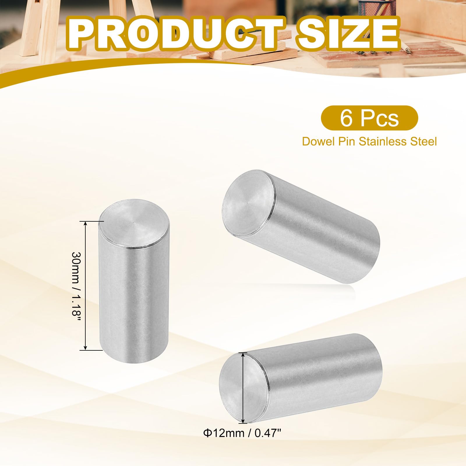 PATIKIL 12mm x 30mm Dowel Pin Stainless Steel - Image 2