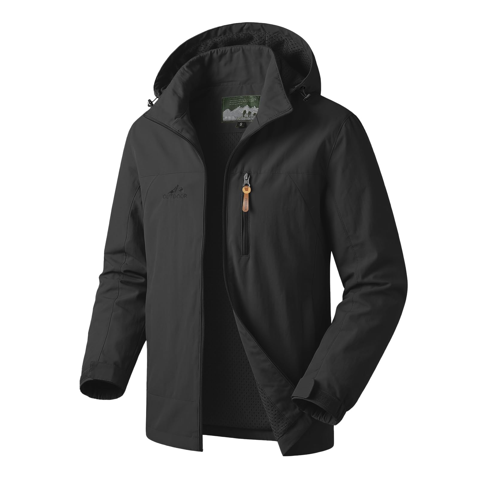 Veste Coupe Vent Homme en Softshell Extérieur avec Capuche | Veste Imperméable Homme Fermeture Eclair Léger Sport Outdoor Manteau Homme Mi Saison pour Voyage Randonnée