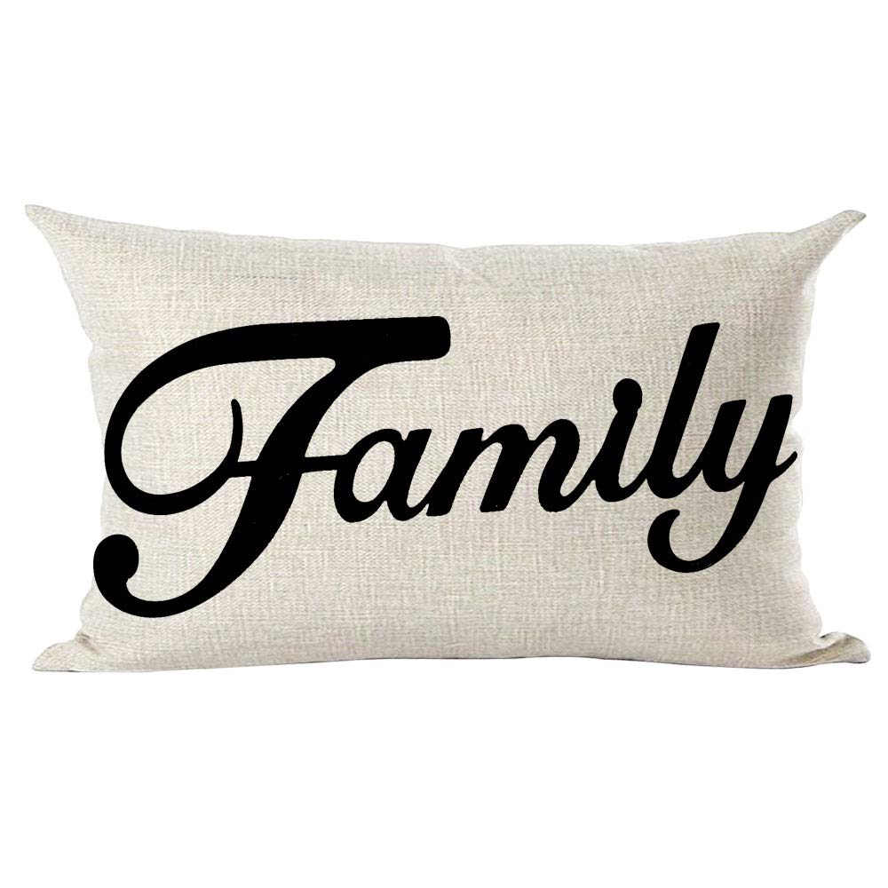 Ramirar Gift for Lover Black Word Art Family Inspirational Decorative Lumbar Throw Pillow Cover Case Home Living Room Bed Sofa Car Cotton Linen Rectangular 12 x 20 Inches-image-11