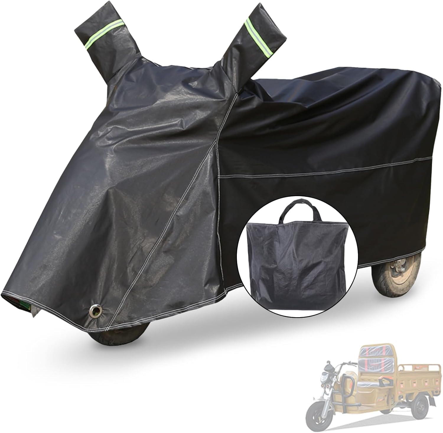 Trike Cover,Ideal for Heavy Duty Electric Tricycle,Motorcycles or Sanbengzi Outdoor Storage,Bike Tarp Waterproof Protect 3-Wheel Bicycle from Rain,Dust,Debris,and Sun