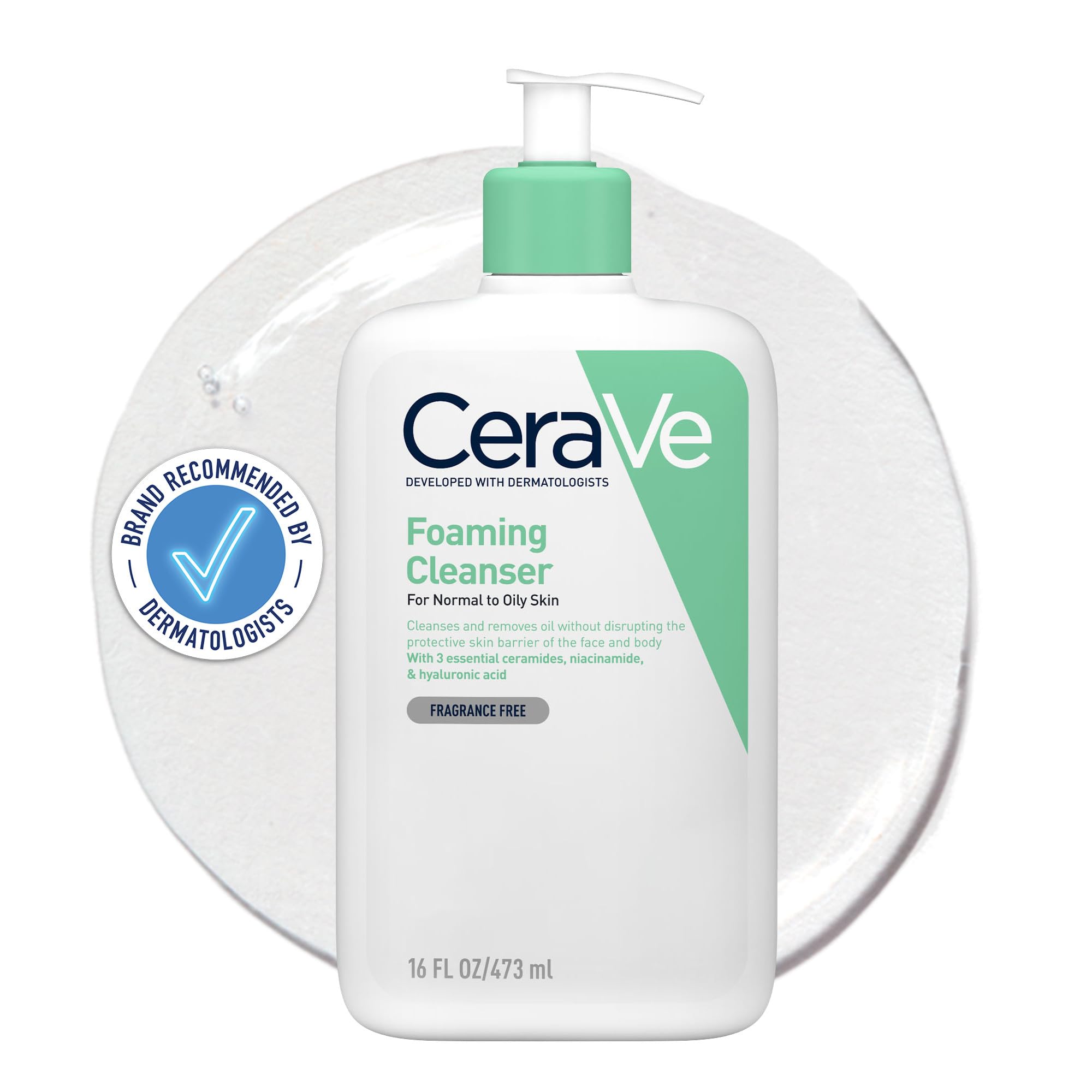 CeraVe Foaming Cleanser for Normal to Oily Skin with Niacinamide and 3 Essential Ceramides