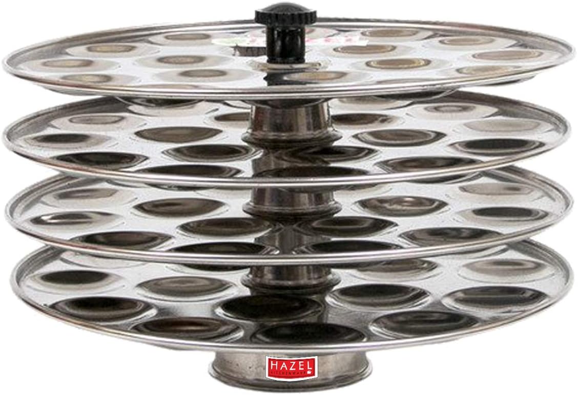 HAZEL Idli Maker Stainless Steel | Mini Idli Maker Set of 4 | Idli Stand for 72 Idlis for Daily Usage