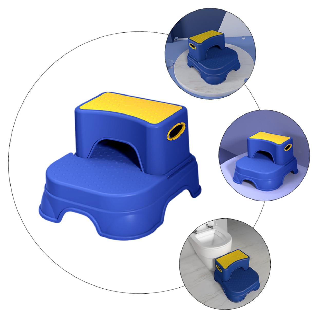 BESTonZON Taburete de Escalón Infantil Doble Antideslizante para Baño Sala de Color Amarillo y Azul Taburete de Seguridad para Pequeños