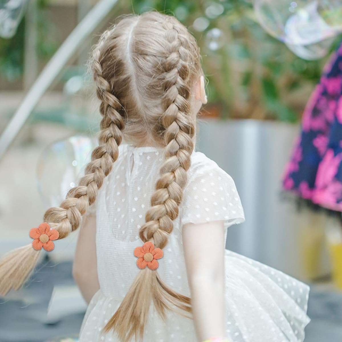 10PCS Hair Flower for Girls,Cute Soft Seamless Flowers Toddler Elastic Hair Bands Ponytail Holder for Girls Women Hair No Damage Accessories - Image 3