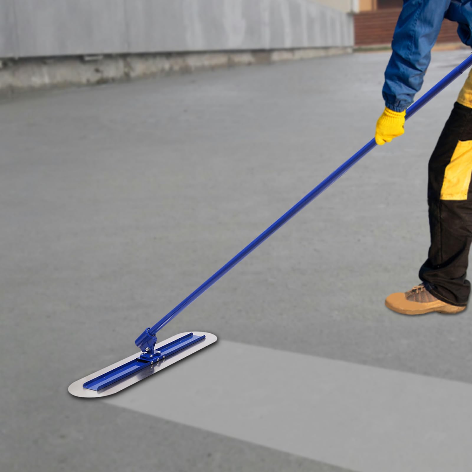 Paleta de alisado de acero inoxidable de 120 x 30 cm para alisar suelos de hormigón y cemento en obras de construcción, carreteras, etc. Utiliza mango extendido sin esfuerzo y cómodo