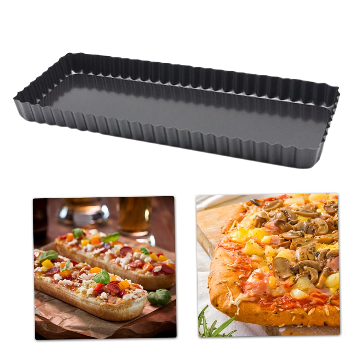 PRETYZOOM Aluminum Pie Molds for Baking Non-stick Tartlet Tart Pan 36.5cm x 15cm Quiche Tool