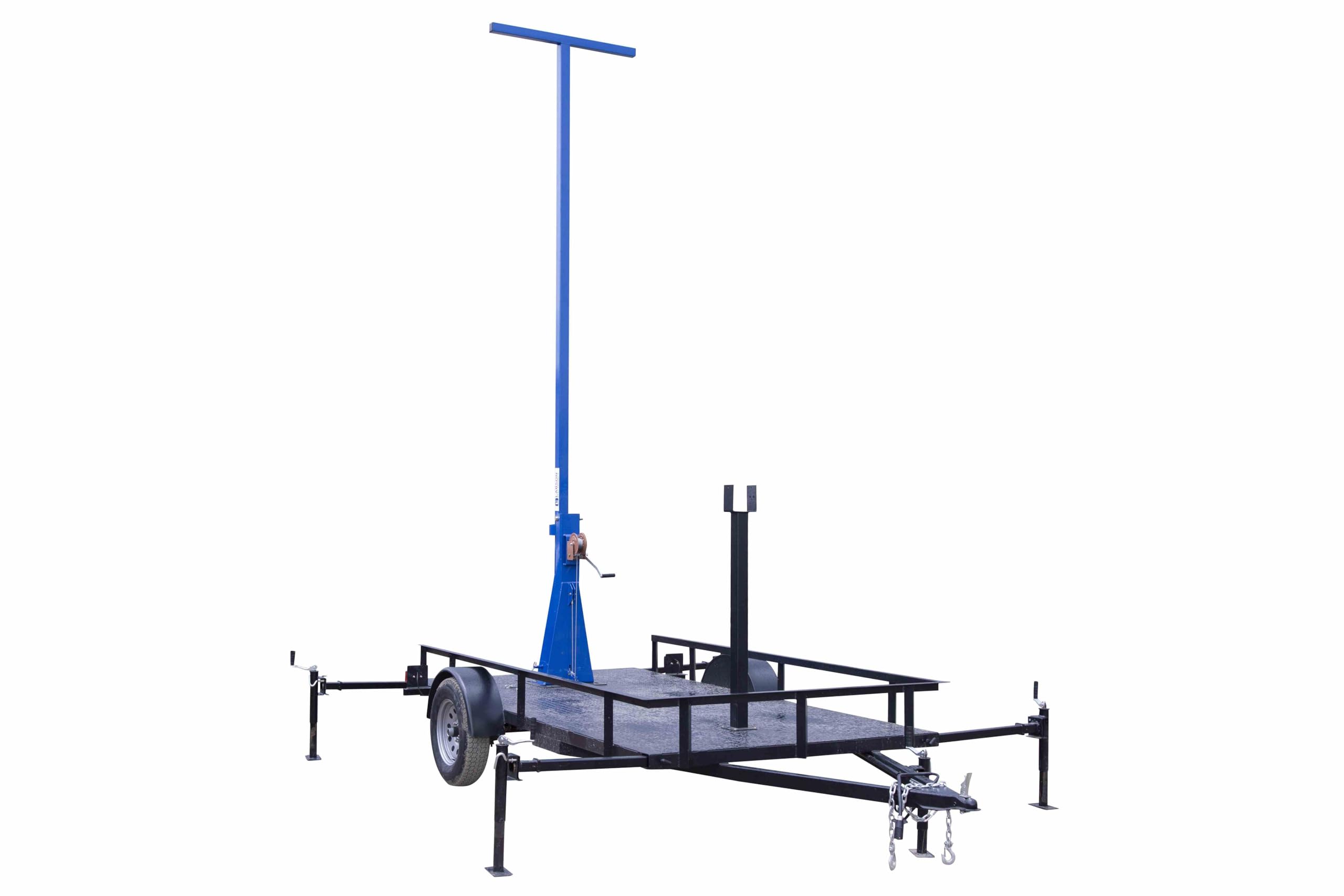 15 Foot Fold Over Light Mast on 12' Trailer - Single Stage Tower - 360 Degrees Rotating Boom -Trailer Mount - with Outriggers