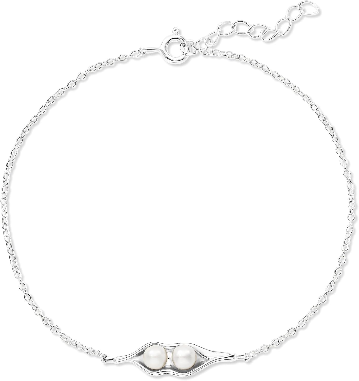 EVE'S ADDICTION 2 Silver Peas in a Pod Simulated Pearl Bracelet - Gifts for Mom