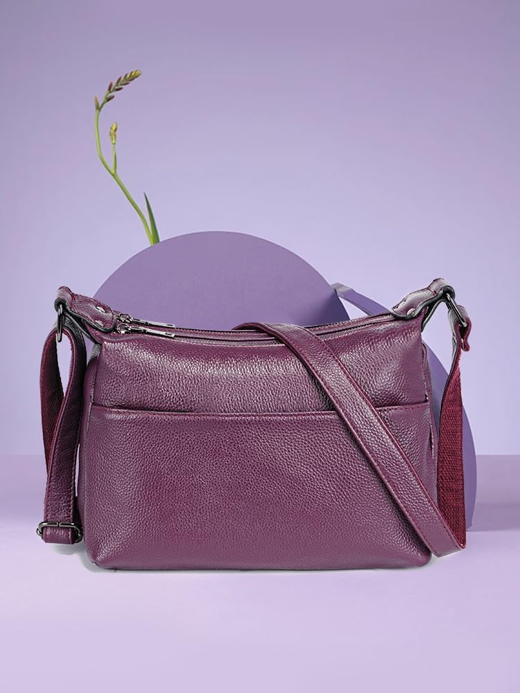 Premium Leather Cross Body Purse for Travel, Multi Pocket Shoulder Bag For Women, Lightweight Pocketbook