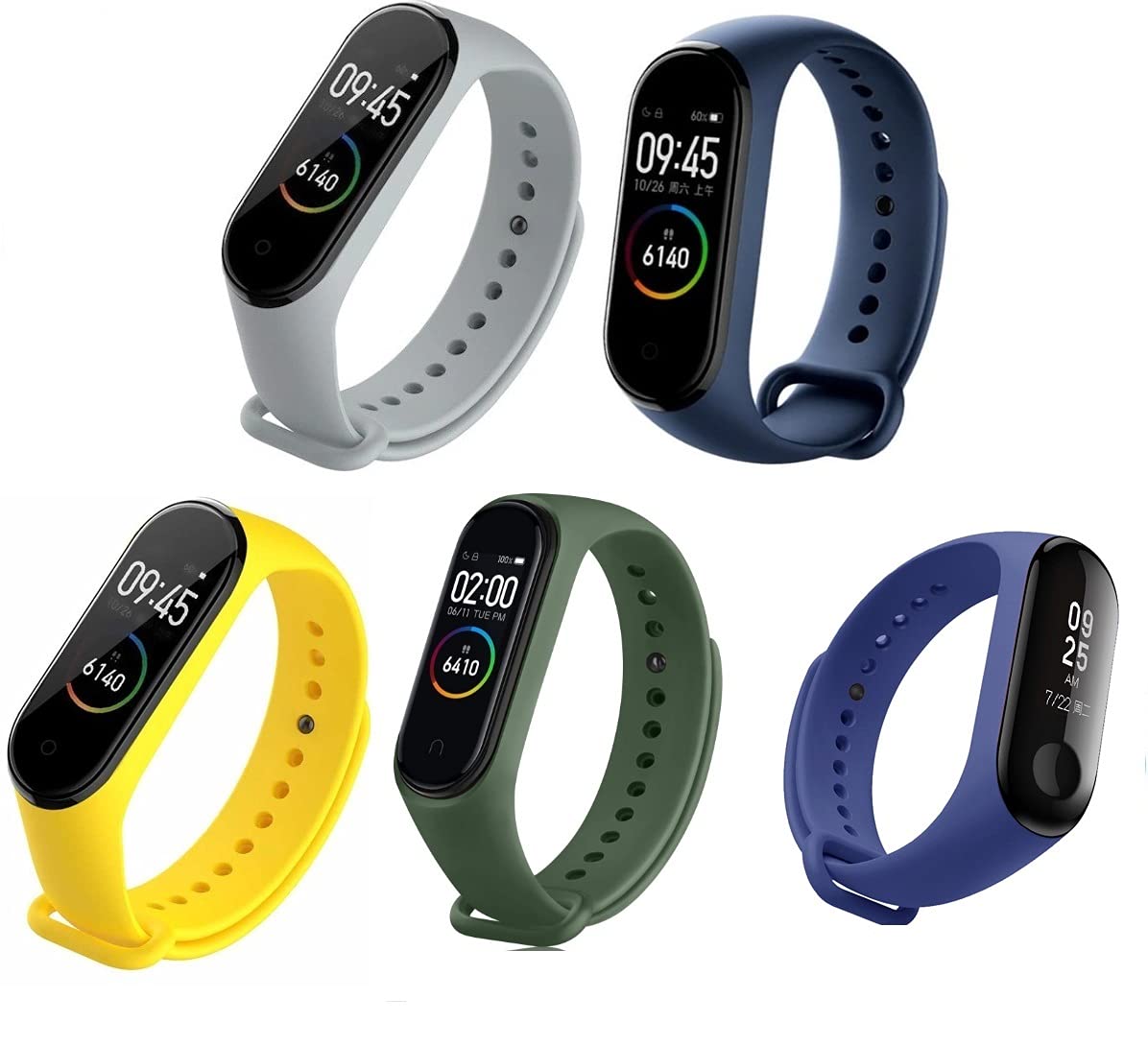 Waylon Band Compatible with Mi Band 3 / Mi Band 4 Fitness Band (Combo, Pack of 5) (mi-Grey-Navy-Yellow-Army Green-Dark Blue) (B0979JKZKK) Amazon Price History, Amazon Price Tracker