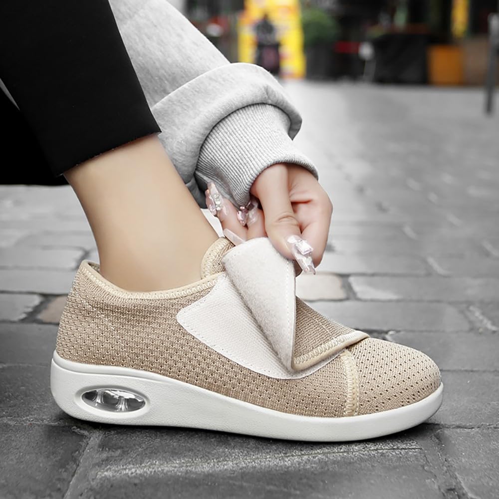Buty dla diabetyków damskie bardzo szerokie wsuwane poduszki powietrzne zapalenie stawów ortopedyczne obrzęk spuchnięte kapcie regulowane sandały do chodzenia dla osób starszych