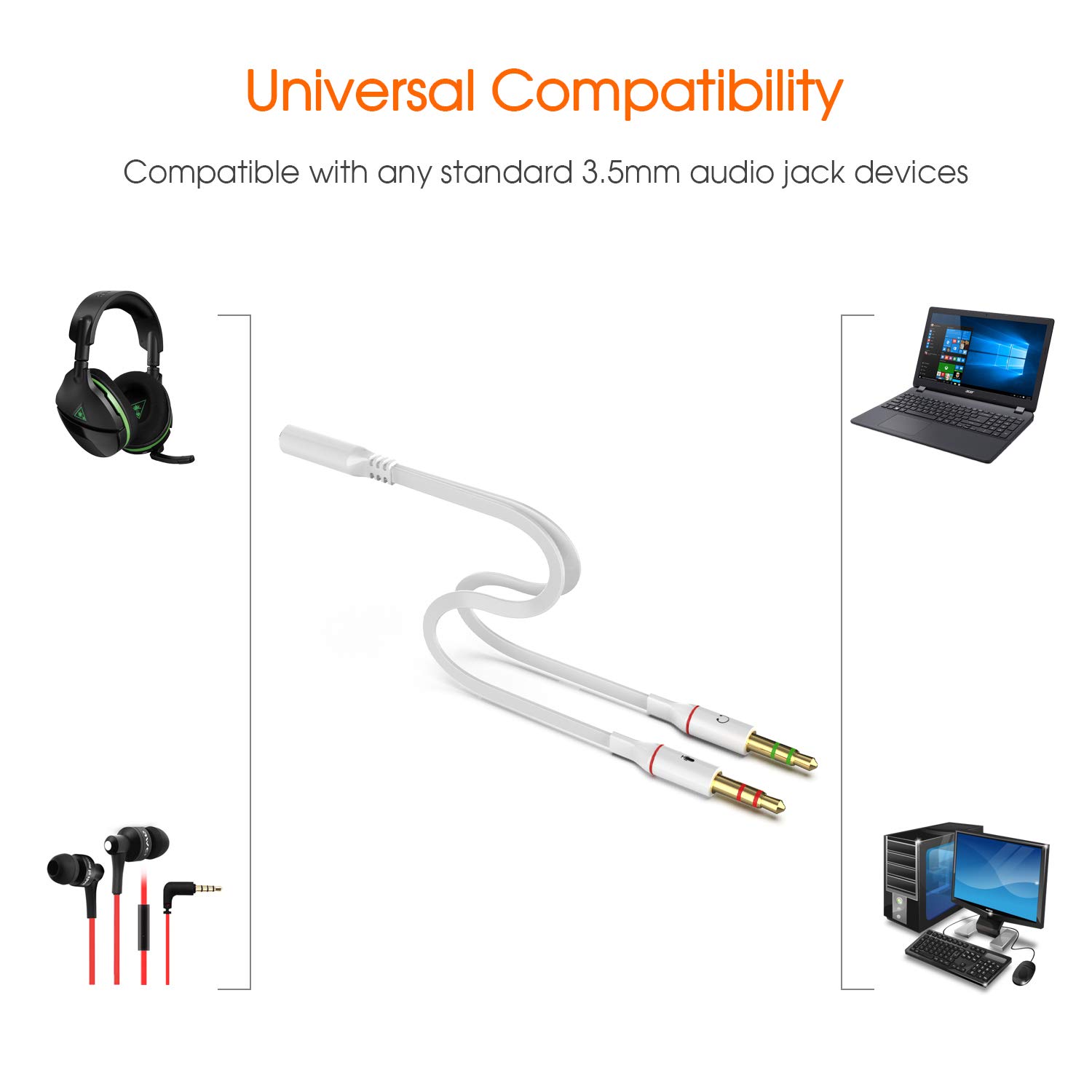 Headset splitter cavo 3.5 mm femmina a 2 maschio per PC computer e vecchia versione di Infradito colorati estivi, con finte perline