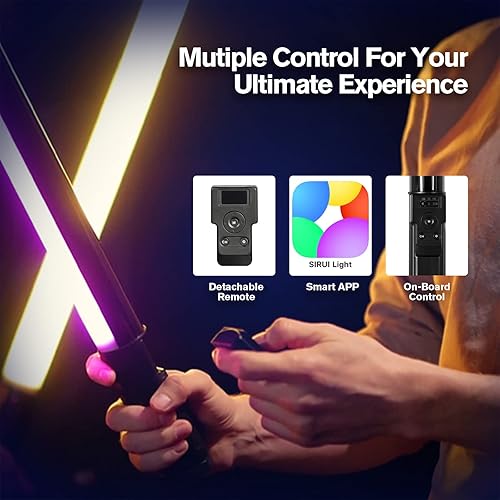 Miniatura 6 de SIRUI Barra de luz LED RGB T60, varita de iluminación portátil para fotografía, barra de luz de tubo de 29.1 pulgadas con batería recargable, CRI