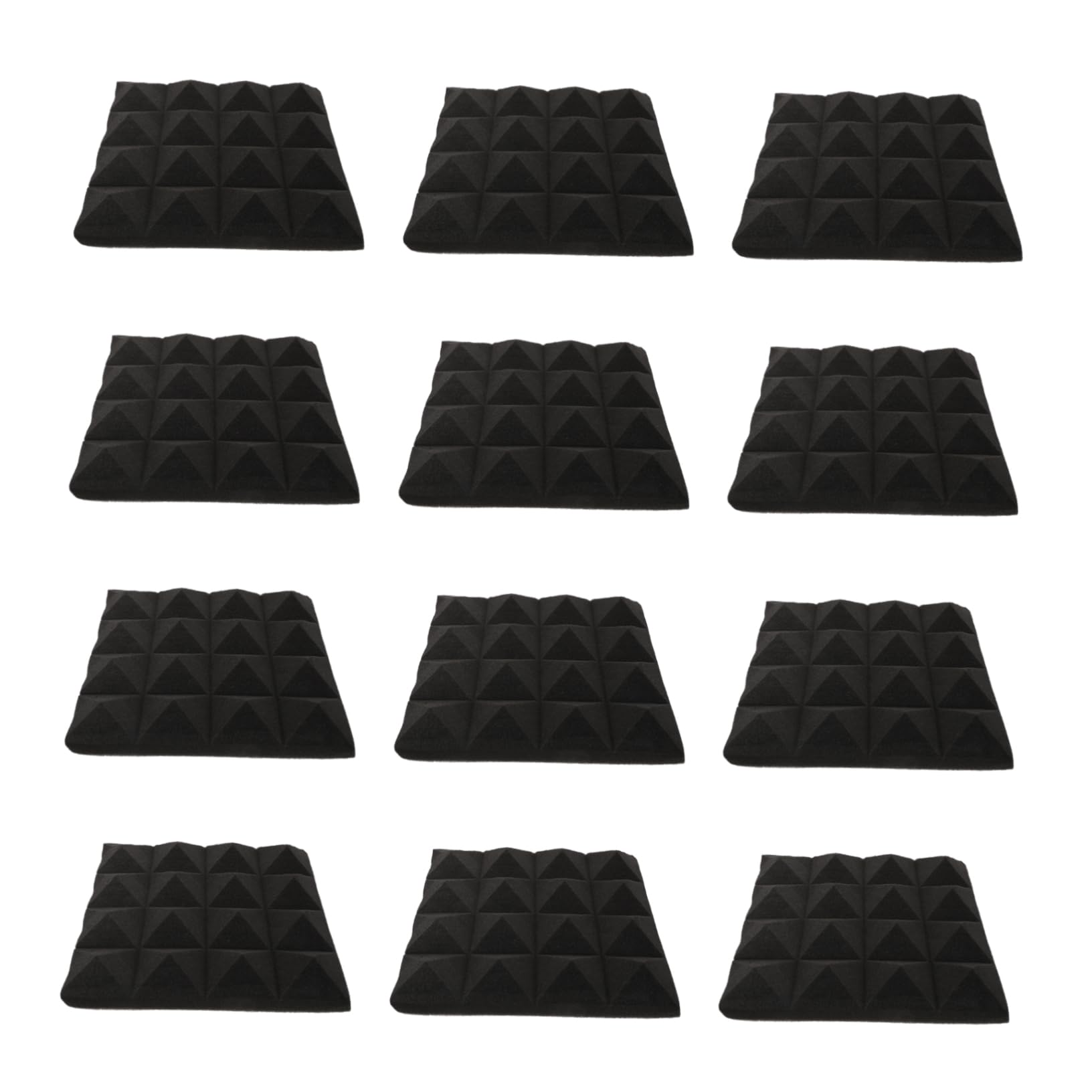 BESPORTBLE 12 Pannelli Fonoassorbenti in Poliuretano Nero, Forma a Piramide, Isolamento Acustico per Sala di Registrazione e Batteria