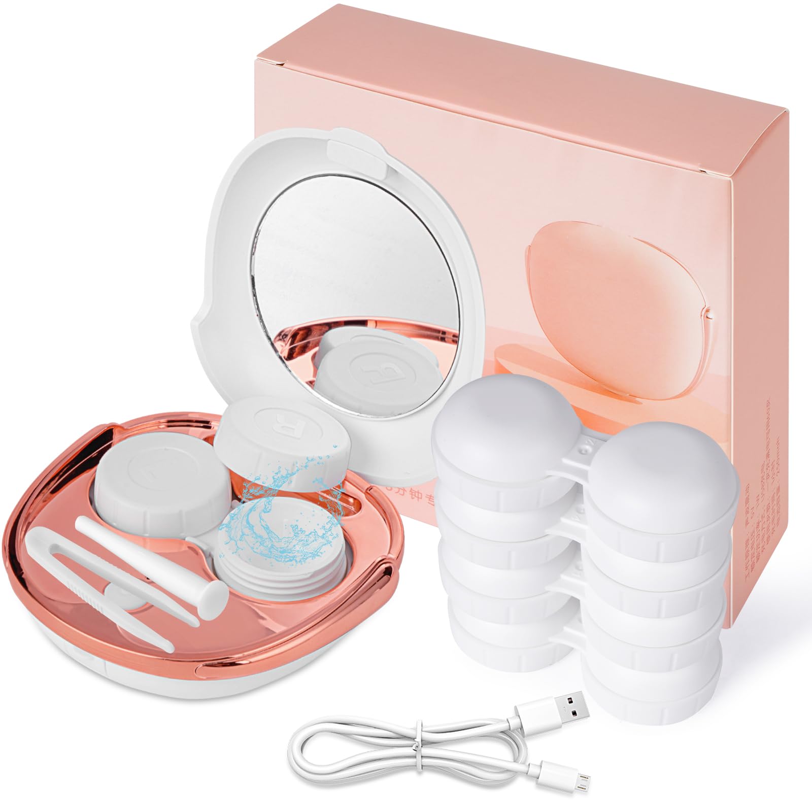 VORDRASSIL MV5 Ultrasonic Contact Lens Cleaner, Portable with USB Charger, Fits Soft, Colored, RGP & OK Lenses (White)