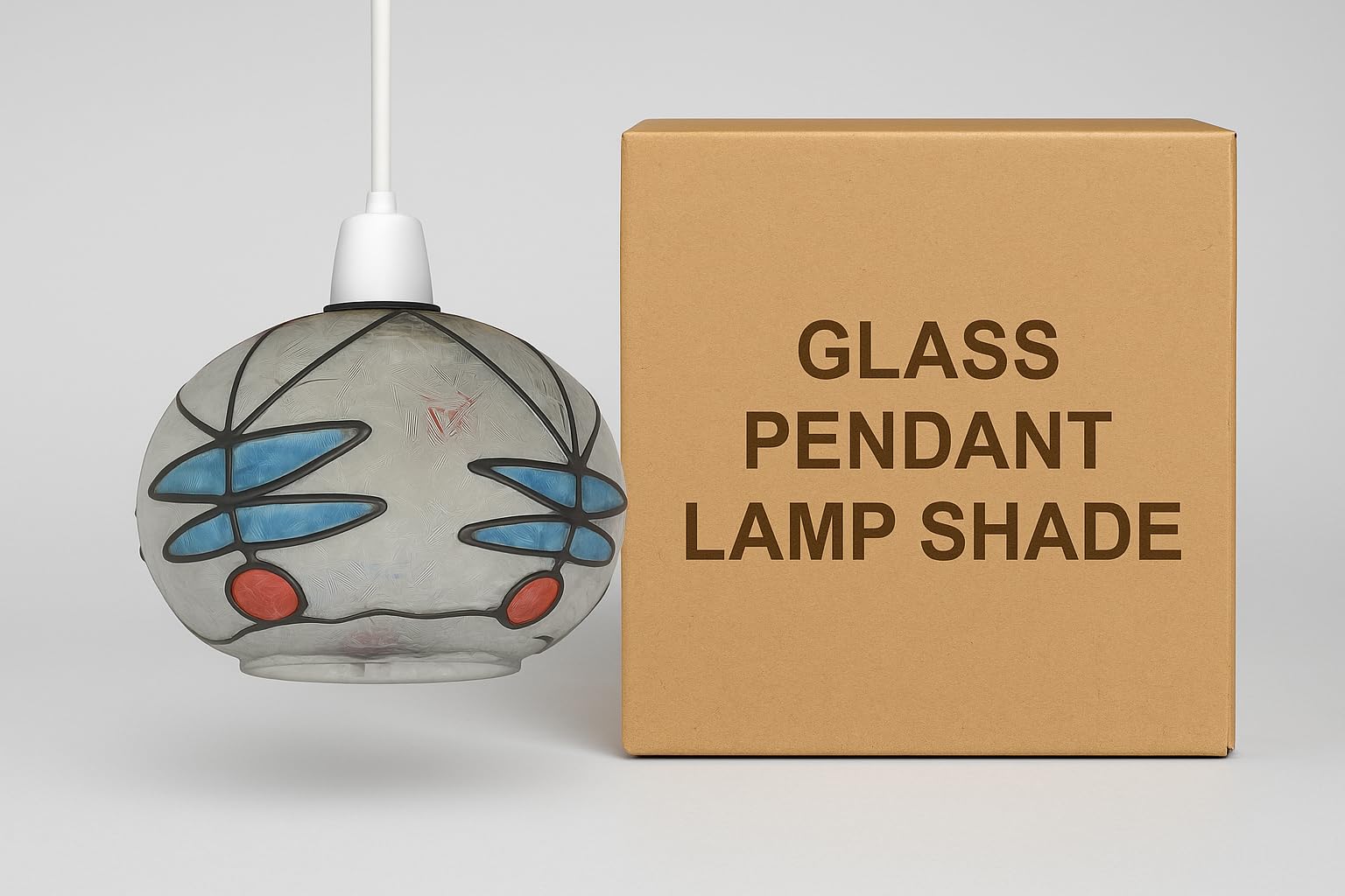 Modern Decorative Glass Lamp Shade 15cm Ceiling Light Shade, Stained Glass Style Pendant Light Shade, Replacement Lampshade for Ceiling Lights, Living Room, Bedroom, Kitchen, Easy Fit E27