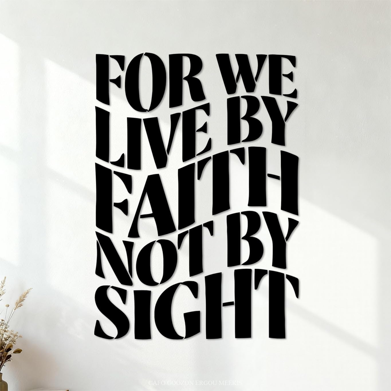 Fine Carving Stickers Christian Bible Verse for We Live By Faith Not By Sight 68x95.5cm Tattoo Culture Black